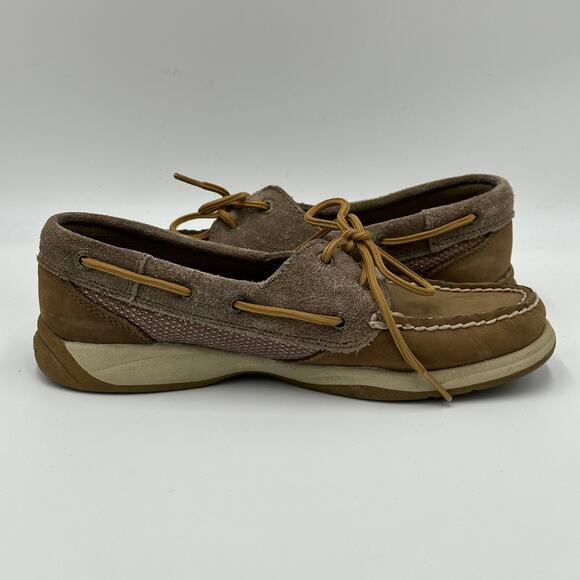 Sperry Top Sider Intrepid Glitter Leather Tan Boat Shoes Womens Size 5M STS92459 - Picture 10 of 16